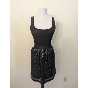 AQUA Black Racerback Sequin Sleeveless Dress